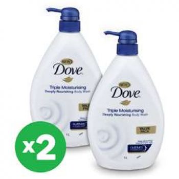 Dove Body Wash Triple Moisturising 1l X2 Bundle