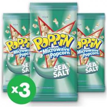 Poppin Microwave Popcorn Sea Salt Flavour100g X 3 Bundle