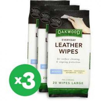 Oakwood Leather Wipes 20pk X3 Bundle