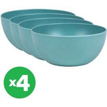 Bamboo Round Bowl Set – Teal X4 Bundle