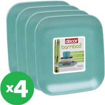 Bamboo Side Plate Set – Teal X4 Bundle
