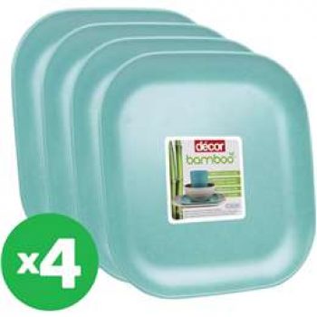 Bamboo Plate Set – Teal X4 Bundle