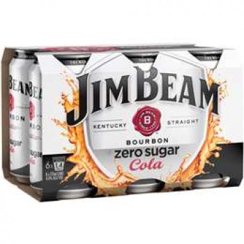 Jim Beam Bourbon & Zero Sugar Cola Cans 6x375ml