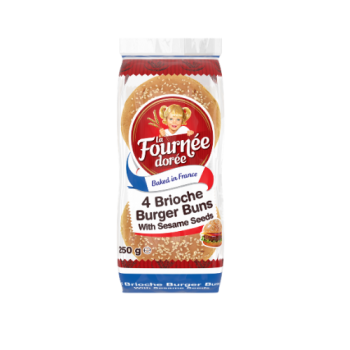 La Fournée Dorée 4pk Brioche Burger Buns with Sesame Seeds