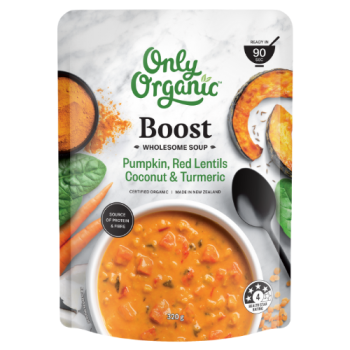Only Organic Wholesome Soup – Boost (Pumpkin, Red Lentils, Coconut & Turmeric)