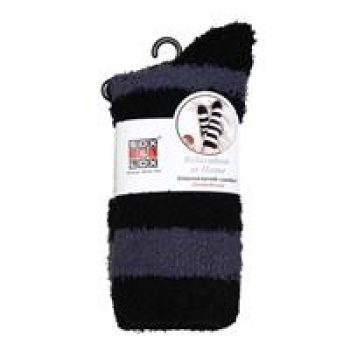 Adults Bed Socks Stripe Black and Grey