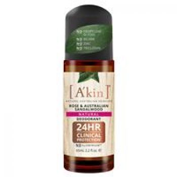 A’kin Deodorant Rose & Australian Sandalwood Roll On 65ml