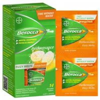 Berocca Fizzy Melts Energy Vitamin Orange Fresh Chewable Tablets 14 pack