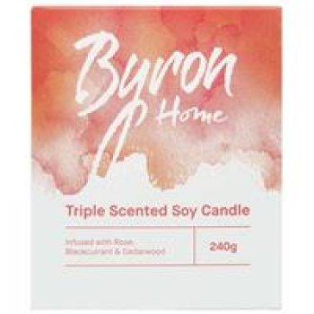 Byron Home Triple Scented Soy Candle Rose Blackcurrant & Cedarwood