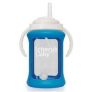 Cherub Baby Wide Neck Glass Straw Cup with Colour Change Sleeve 240ml Blue Online Only