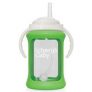 Cherub Baby Wide Neck Glass Straw Cup with Colour Change Sleeve 240ml Green Online Only