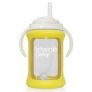 Cherub Baby Wide Neck Glass Straw Cup with Colour Change Sleeve 240ml Yellow Online Only