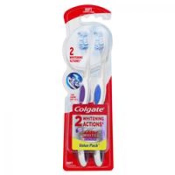 Colgate 360 Optic White Platinum with 2 whitening actions Toothbrush Soft Value 2-Pack