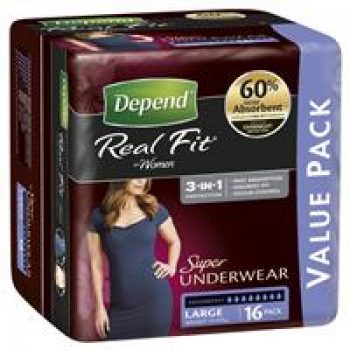Depend Women Real Fit Underwear Super Large 16 Bulk Pack