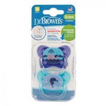 Dr Browns Prevent Contoured Pacifier Stage 1  Blue 0-6 Months 2 Pack Online Only