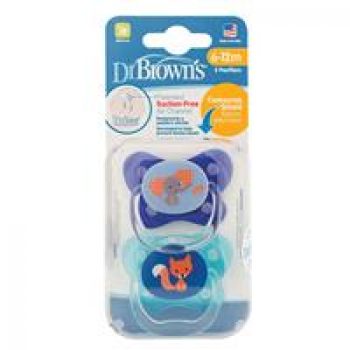 Dr Browns Prevent Contoured Pacifier Stage 2  Blue 6-12 Months 2 Pack Online Only