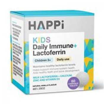 Happi Kids Daily Immune + Lactoferrin Chewable 60 Tablets Online Only