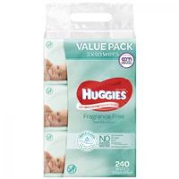 Huggies Fragrance Free 3×80 Wipes