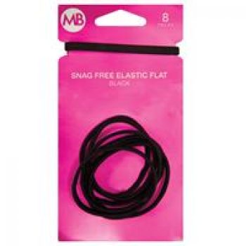 My Beauty Hair Snag Free Flat Elastic 8 Pack Black
