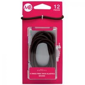 My Beauty Hair Snag Free Thick Elastic 12 Pack Brown