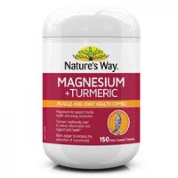 Nature’s Way Magnesium + Turmeric 150 Tablets New Formula