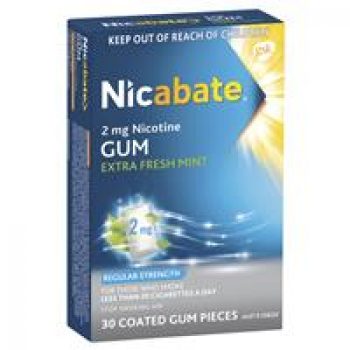 Nicabate Extra Fresh Mint Gum Quit Smoking 2mg 30 pieces