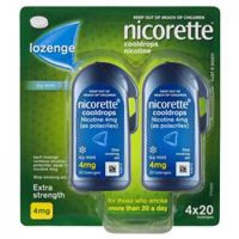 Nicorette Quit Smoking Cooldrops Lozenges Extra Strength Icy Mint 4mg 80 Pieces