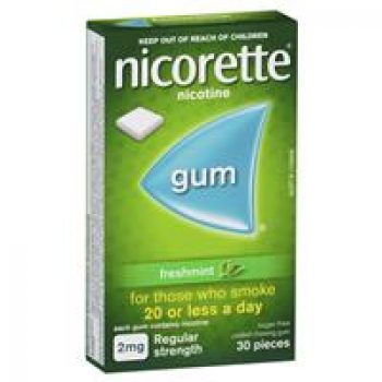 Nicorette Quit Smoking Regular Strength Fresh Mint Chewing Gum 2mg 30 Pieces