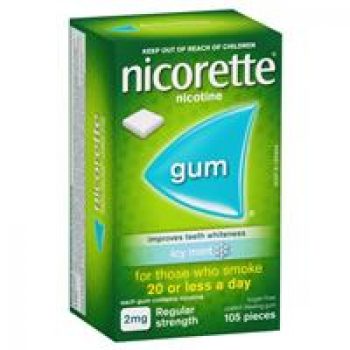 Nicorette Quit Smoking Regular Strength Icy Mint Chewing Gum 2mg 105 Pieces