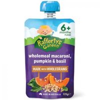 Raffertys Garden 6+ Months Wholemeal Macaroni Pumpkin Basil 120g