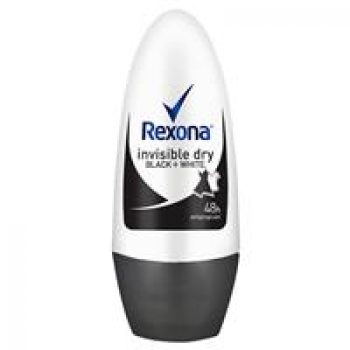 REXONA Women Antiperspirant Roll On Deodorant Invisible Dry Black+White 50ml