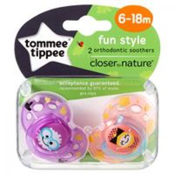Tommee Tippee Closer To Nature Fun Style Soothers 6-18 Months 2 Pack