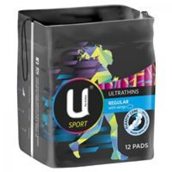 U by Kotex Sport Ultrathins Pads Regular Wing 12 Pack