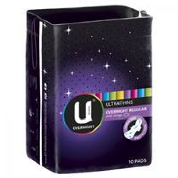 U by Kotex Ultrathin Overnight Regular with Wings Pads 10