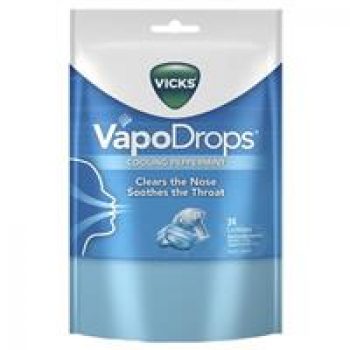 Vicks Vapodrops Blue Cooling Peppermint Lozenges 24