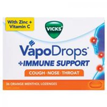 Vicks VapoDrops Immune Support Orange 36 Lozenges