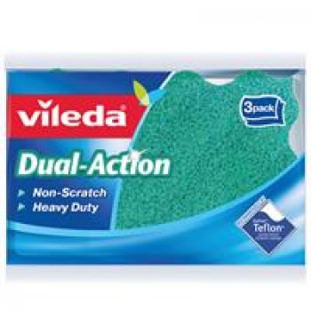 Vileda Dual Action Sponge Scourer 3 Pack
