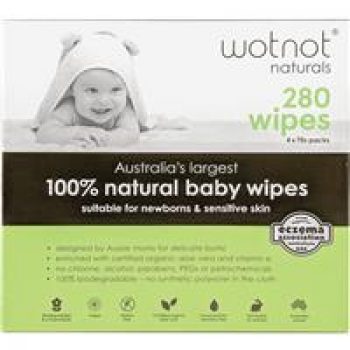 Wotnot All Natural Baby Wipes 4×70 Pack